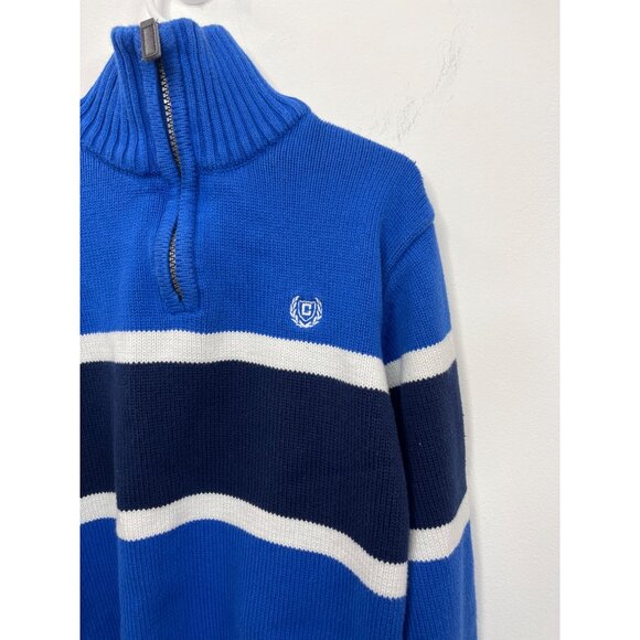Chaps Boys Blue Quarter Zip Knit Sweater Size M (10/12) Preppy Fall Classic - Picture 6 of 13